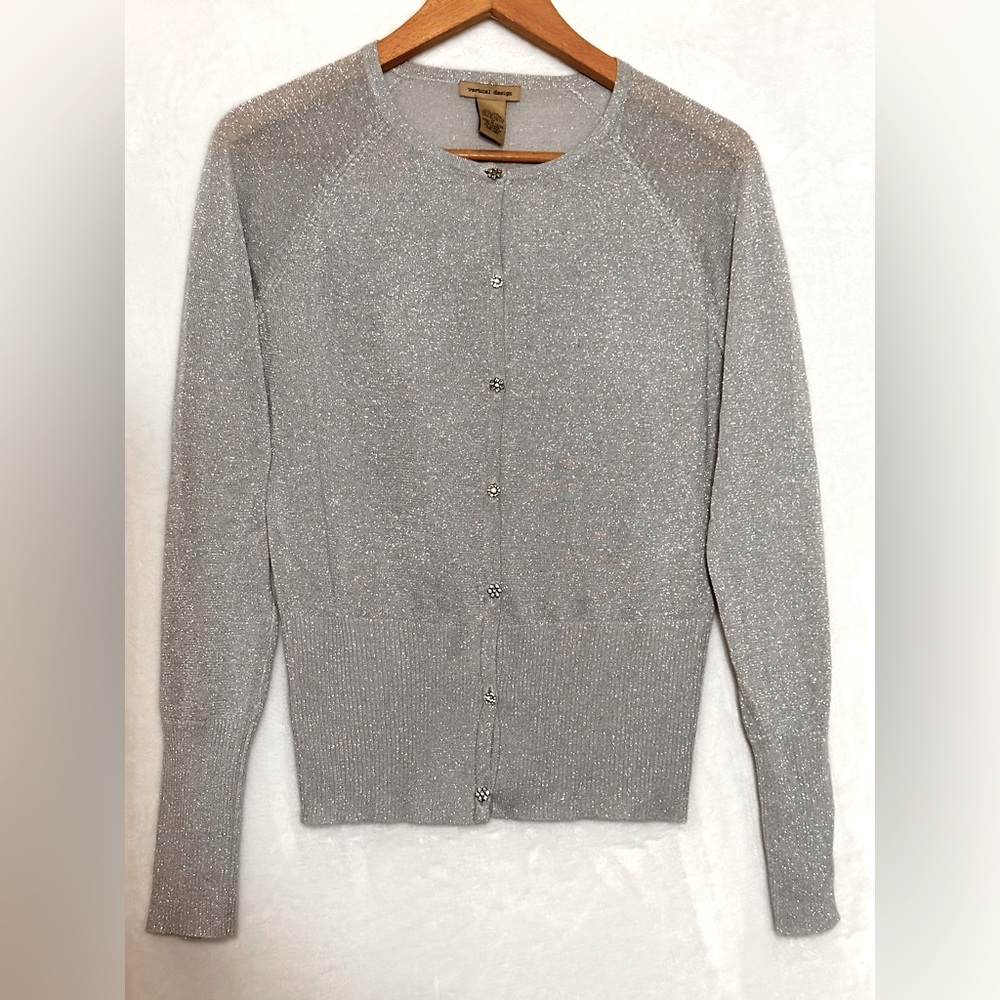 Vertical Design Medium gray sparkle cardigan medium